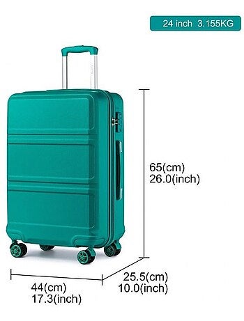 Valise cabine - 65x25.5x44 cm abs + pc 61 l tsa - kono