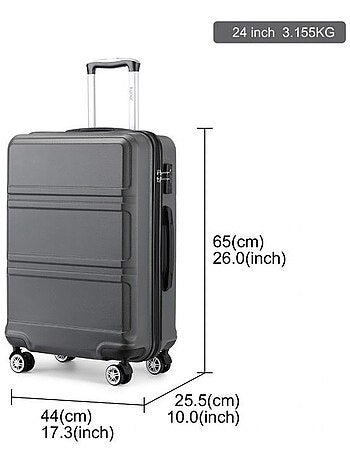 Valise cabine - 65x25.5x44 cm abs + pc 61 l tsa - kono