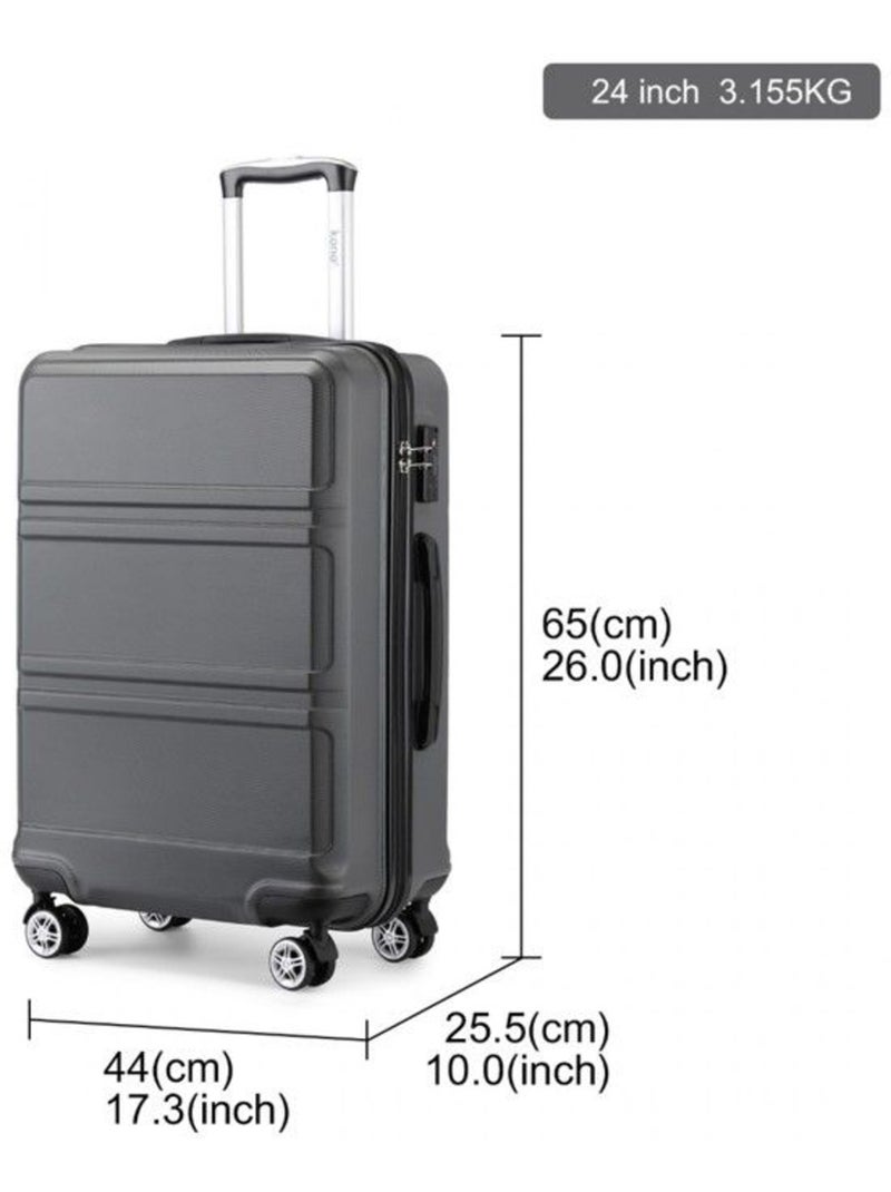 Valise cabine - 65x25.5x44 cm abs + pc 61 l tsa - kono Gris - Kiabi