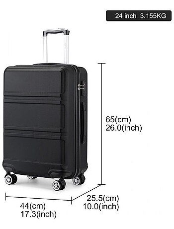 Valise cabine - 65x25.5x44 cm abs + pc 61 l tsa - kono