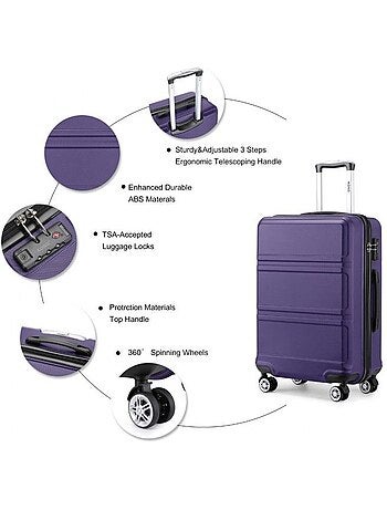 Valise cabine - 65x25.5x44 cm abs + pc 61 l tsa - kono