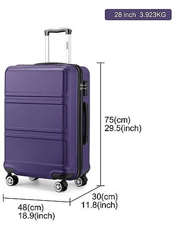 Valise cabine - 65x25.5x44 cm abs + pc 61 l tsa - kono