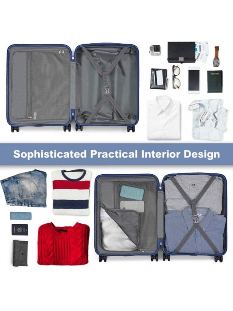 Valise cabine - 65x43.5x25 cm, rigide abs, 4 roues 360°, serrure tsa - kono Bleu - Kiabi