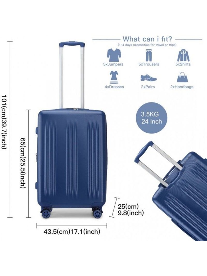 Valise cabine - 65x43.5x25 cm, rigide abs, 4 roues 360°, serrure tsa - kono Bleu - Kiabi