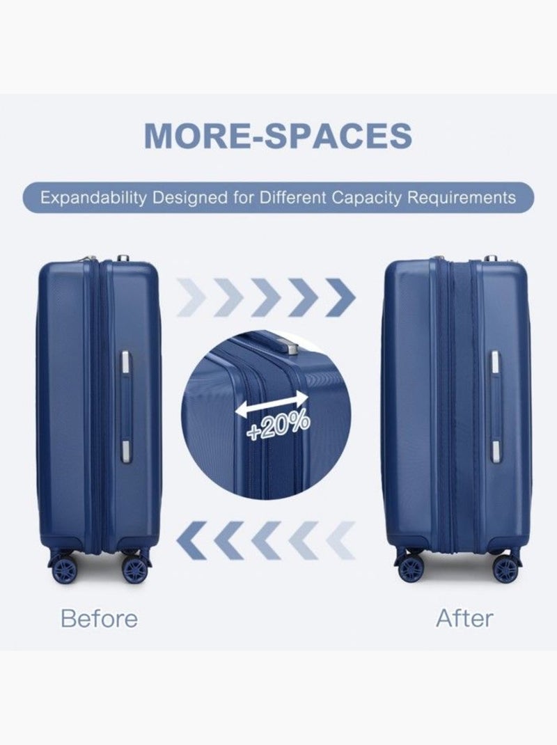 Valise cabine - 65x43.5x25 cm, rigide abs, 4 roues 360°, serrure tsa - kono Bleu - Kiabi