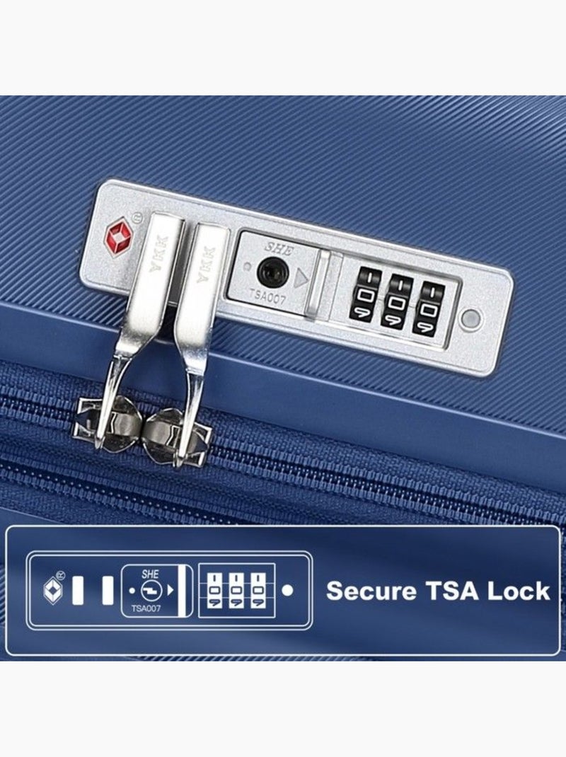 Valise cabine - 65x43.5x25 cm, rigide abs, 4 roues 360°, serrure tsa - kono Bleu - Kiabi