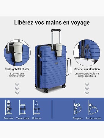 Valise cabine - 65x43.5x28.5 cm polypropylène 4 roulettes serrure tsa - kono