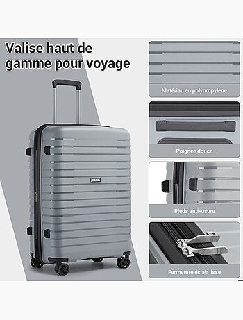 Valise cabine - 65x43.5x28.5 cm polypropylène 4 roulettes serrure tsa - kono