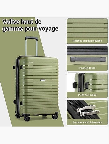 Valise cabine - 65x43.5x28.5 cm polypropylène 4 roulettes serrure tsa - kono