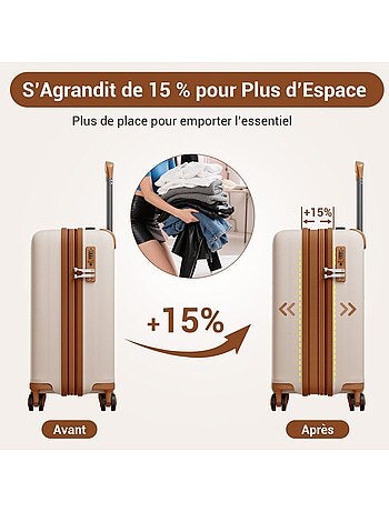 Valise cabine - 65x43.5x28.5 cm, polypropylène (pp), 4 roues, serrure tsa - kono