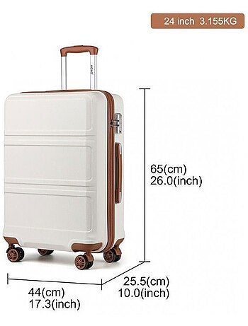 Valise cabine - 65x44x25.5 cm abs 4 roulettes serrure tsa - kono