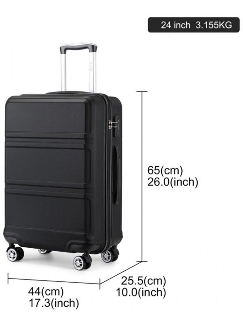 Valise cabine - 65x44x25.5 cm abs 4 roulettes serrure tsa - kono Noir - Kiabi