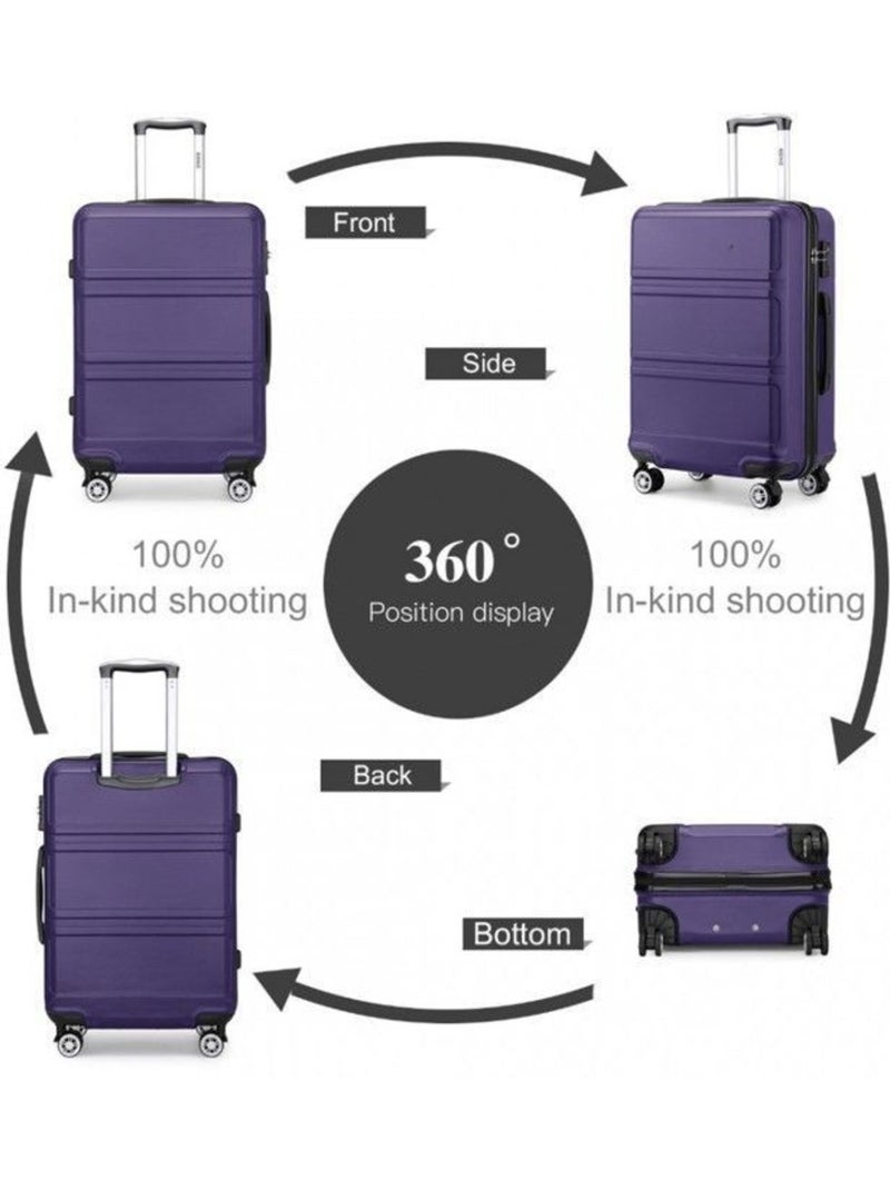 Valise cabine - 65x44x25.5 cm abs 4 roulettes serrure tsa - kono Violet - Kiabi