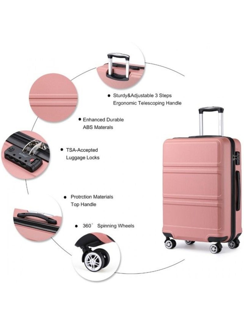 Valise cabine - 65x44x25.5 cm, rigide abs, 4 roues 360°, serrure tsa - kono Rose - Kiabi