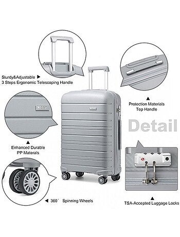 Valise cabine - 65x44x27 cm abs 4 roulettes serrure tsa - kono