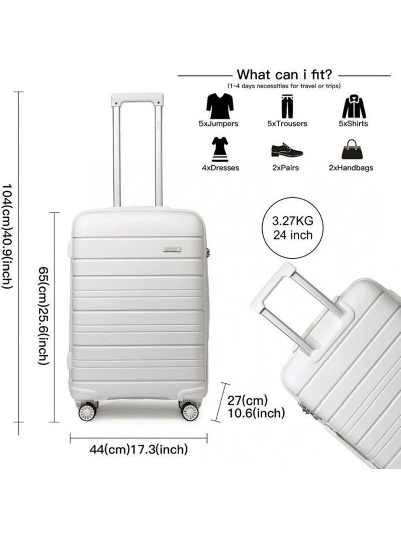 Valise cabine - 65x44x27 cm, rigide abs, 4 roues 360°, serrure tsa - kono Blanc - Kiabi