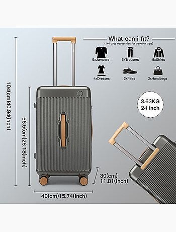 Valise cabine - 66.5x40x30 cm abs+pc 4 roulettes serrure tsa - kono