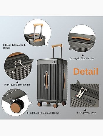Valise cabine - 66.5x40x30 cm abs+pc 4 roulettes serrure tsa - kono