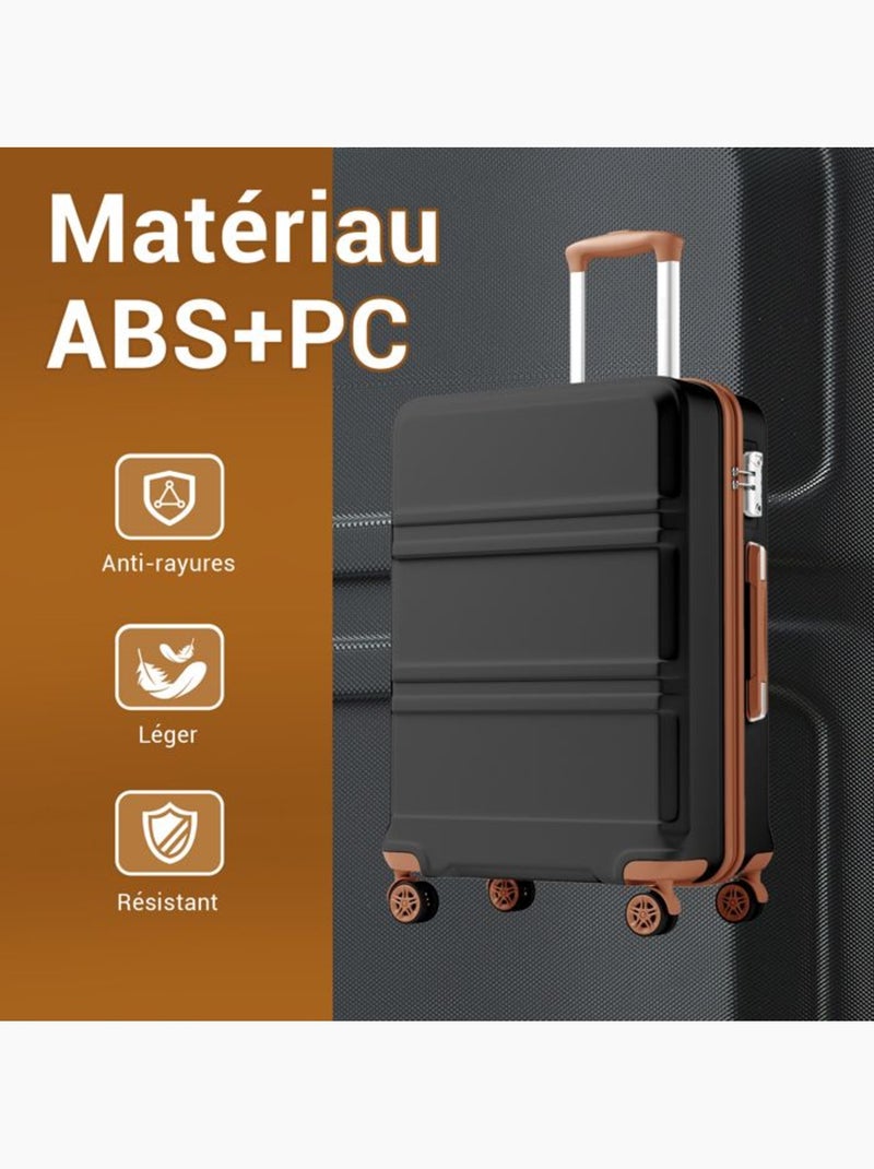 Valise cabine - 66x44x25.5 cm abs+pc serrure tsa - kono Noir - Kiabi