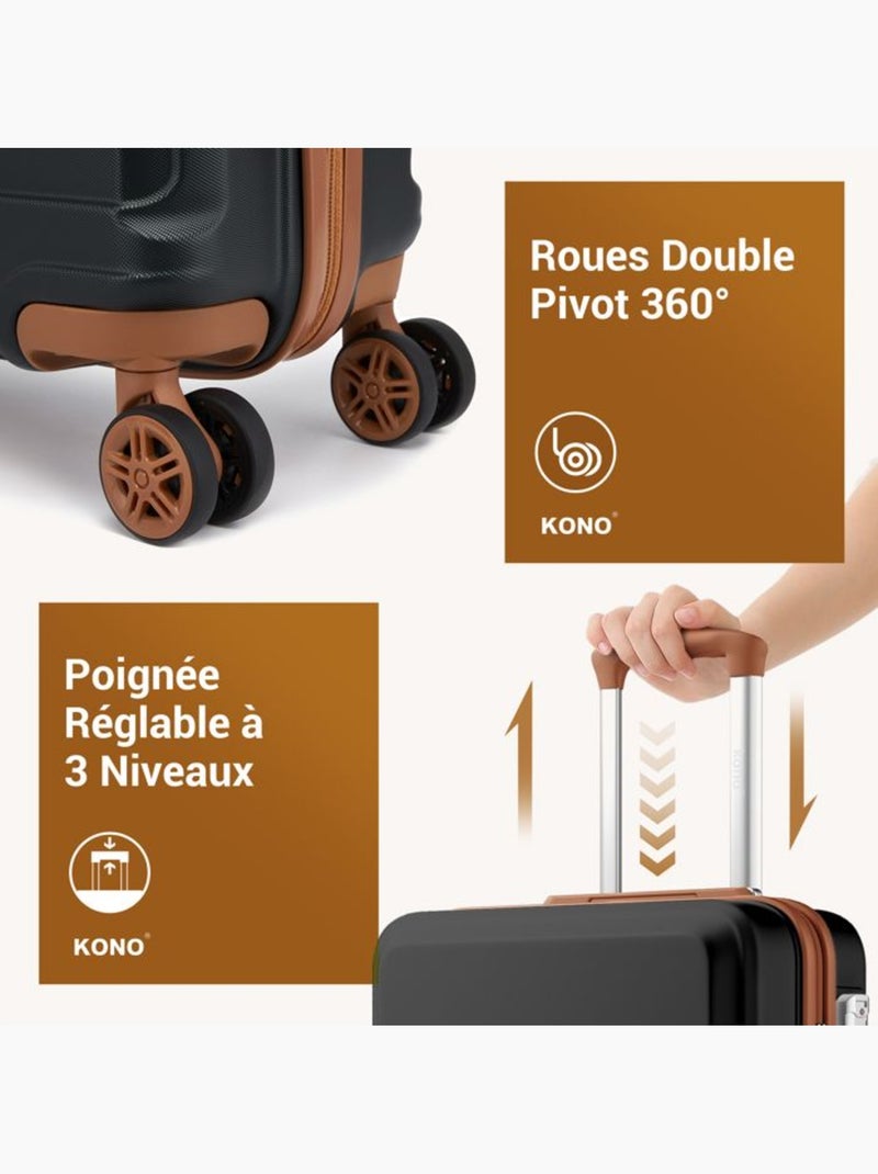 Valise cabine - 66x44x25.5 cm abs+pc serrure tsa - kono Noir - Kiabi