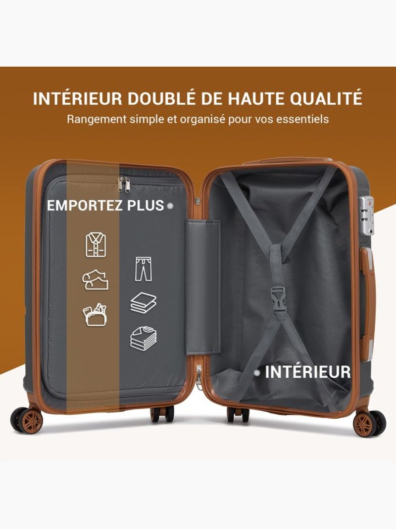 Valise cabine - 66x44x25.5 cm abs+pc serrure tsa - kono Noir - Kiabi