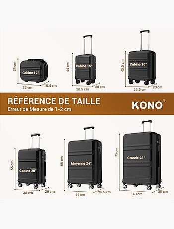 Valise cabine - 66x44x25.5 cm abs+pc serrure tsa - kono