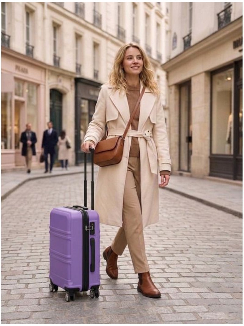 Valise cabine - 66x44x25.5 cm, rigide abs + pc, 4 roues 360°, serrure tsa - kono Violet - Kiabi