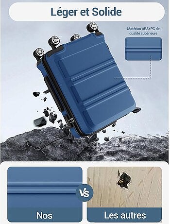 Valise cabine - 66x44x25.5 cm, rigide abs + pc, serrure tsa - kono