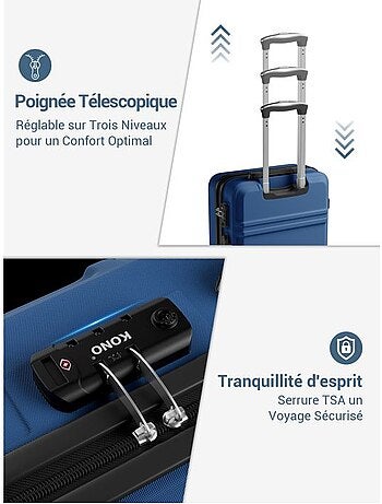 Valise cabine - 66x44x25.5 cm, rigide abs + pc, serrure tsa - kono