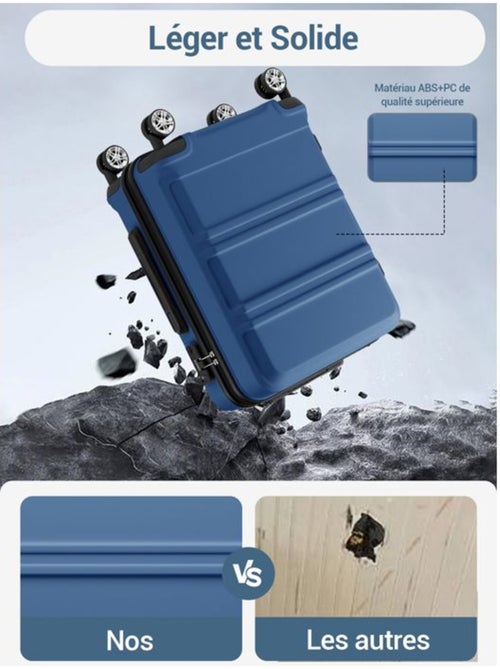 Valise cabine - 66x44x25.5 cm, rigide abs + pc, serrure tsa - kono - Kiabi