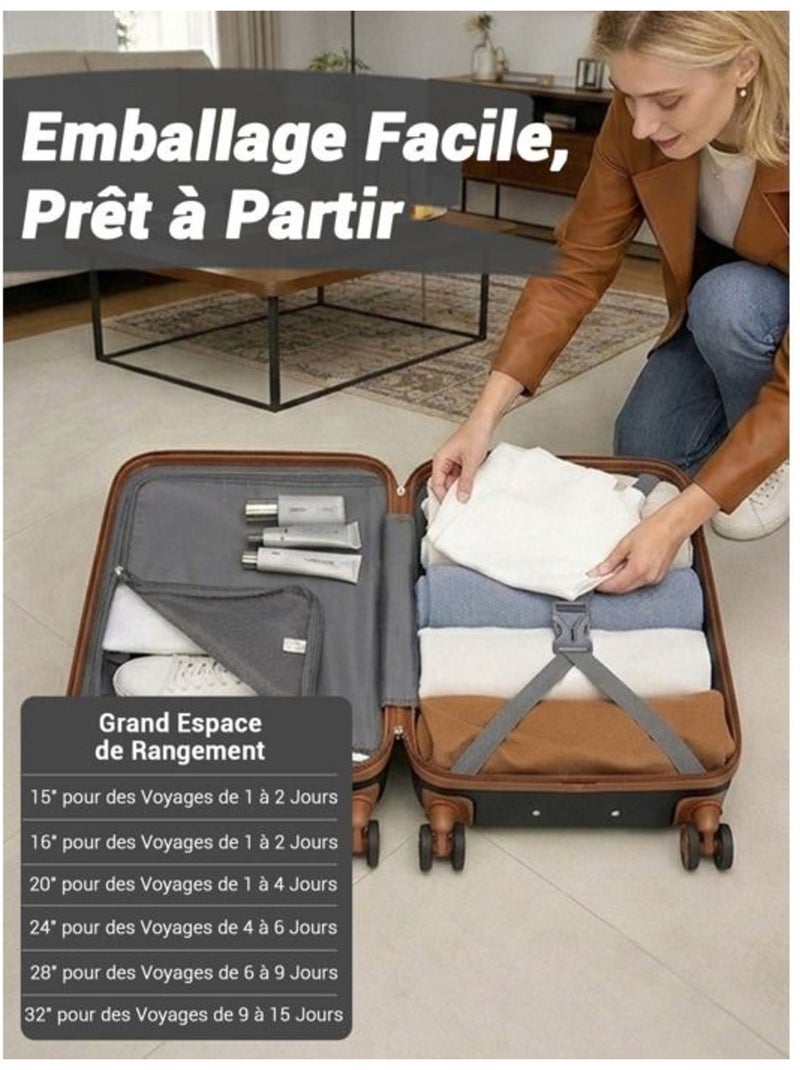 Valise cabine - 66x44x25.5 cm, rigide abs + pc, serrure tsa - kono Noir - Kiabi