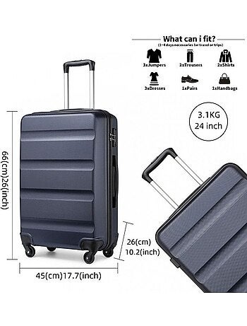 Valise cabine - 66x45x26 cm abs 63 l tsa - kono