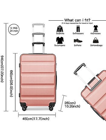 Valise cabine - 66x45x26 cm abs 63 l tsa - kono