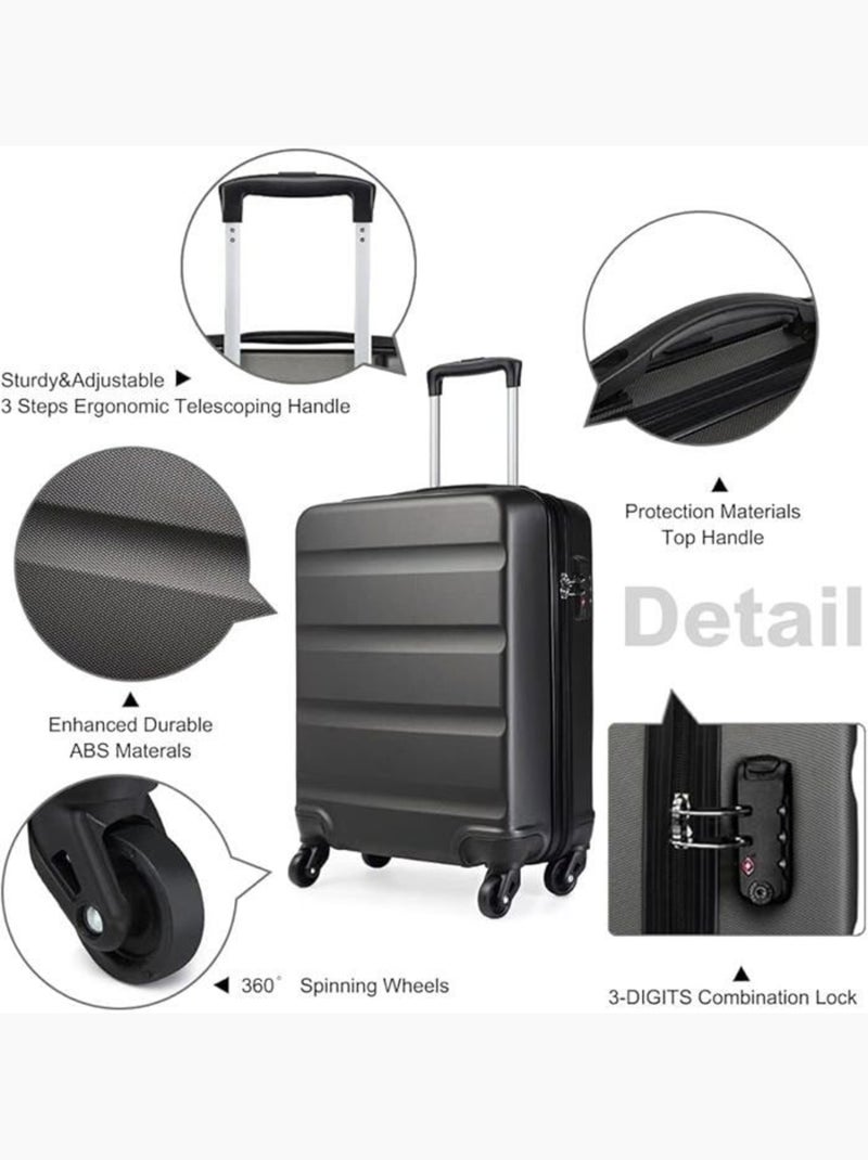 Valise cabine - 66x45x26 cm abs+pc 4 roulettes - kono Gris - Kiabi