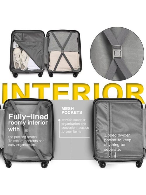 Valise cabine - 66x45x26 cm abs+pc 4 roulettes - kono - Kiabi Valise cabine - 66x45x26 cm abs+pc 4 roulettes - kono - Kiabi