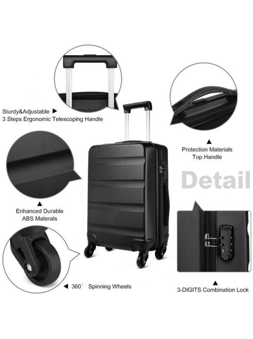 Valise cabine - 66x45x26 cm, rigide abs + pc, 4 roues, serrure à code - kono - Kiabi Valise cabine - 66x45x26 cm, rigide abs + pc, 4 roues, serrure à code - kono - Kiabi