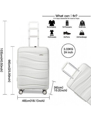 Valise cabine - 66x46x26 cm polypropylène 4 roulettes - kono