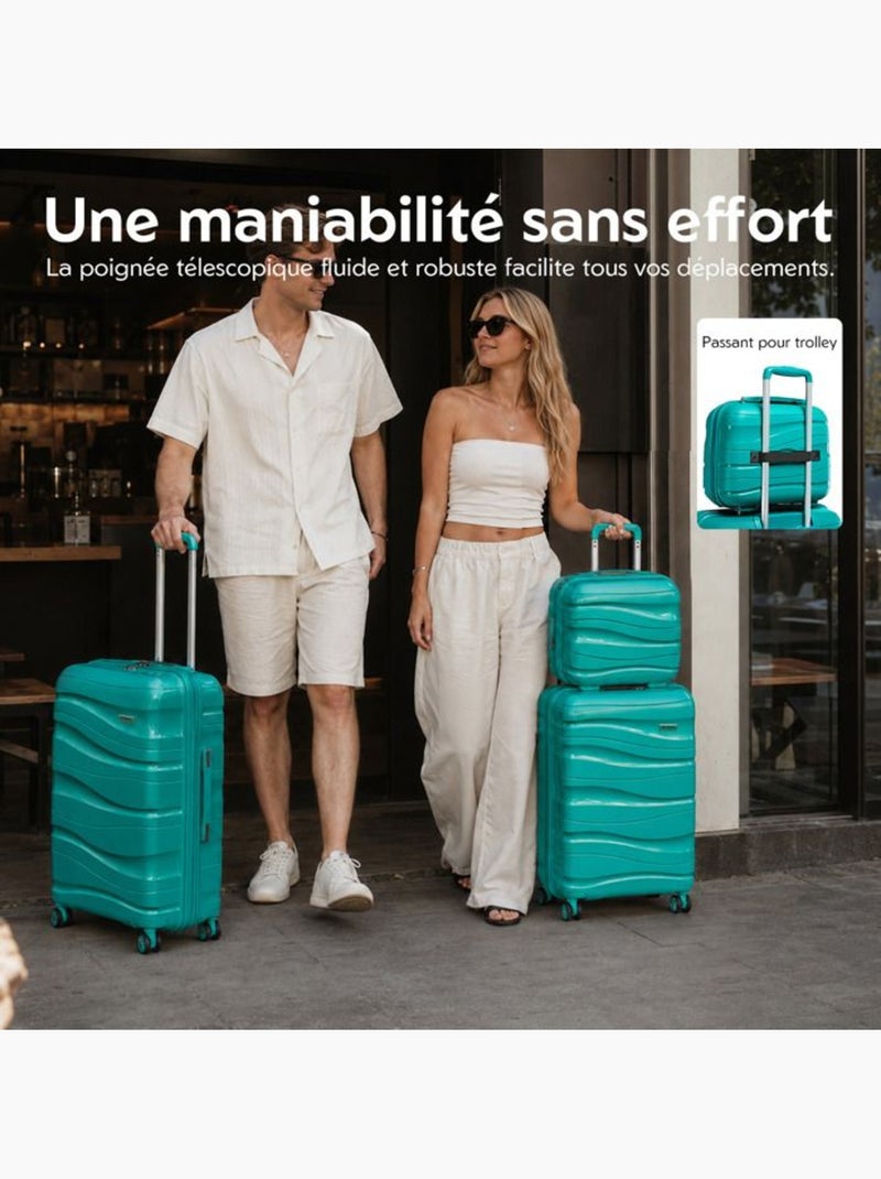 Valise cabine - 66x46x26 cm polypropylène 4 roulettes serrure tsa - kono Bleu - Kiabi