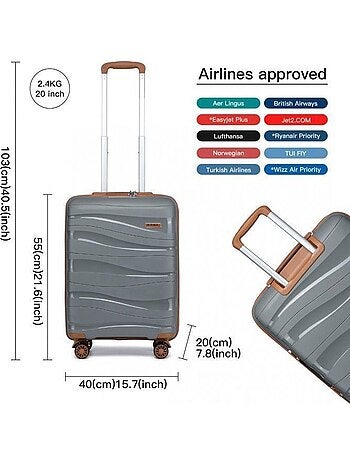 Valise cabine - 66x46x26 cm polypropylène 4 roulettes serrure tsa - kono