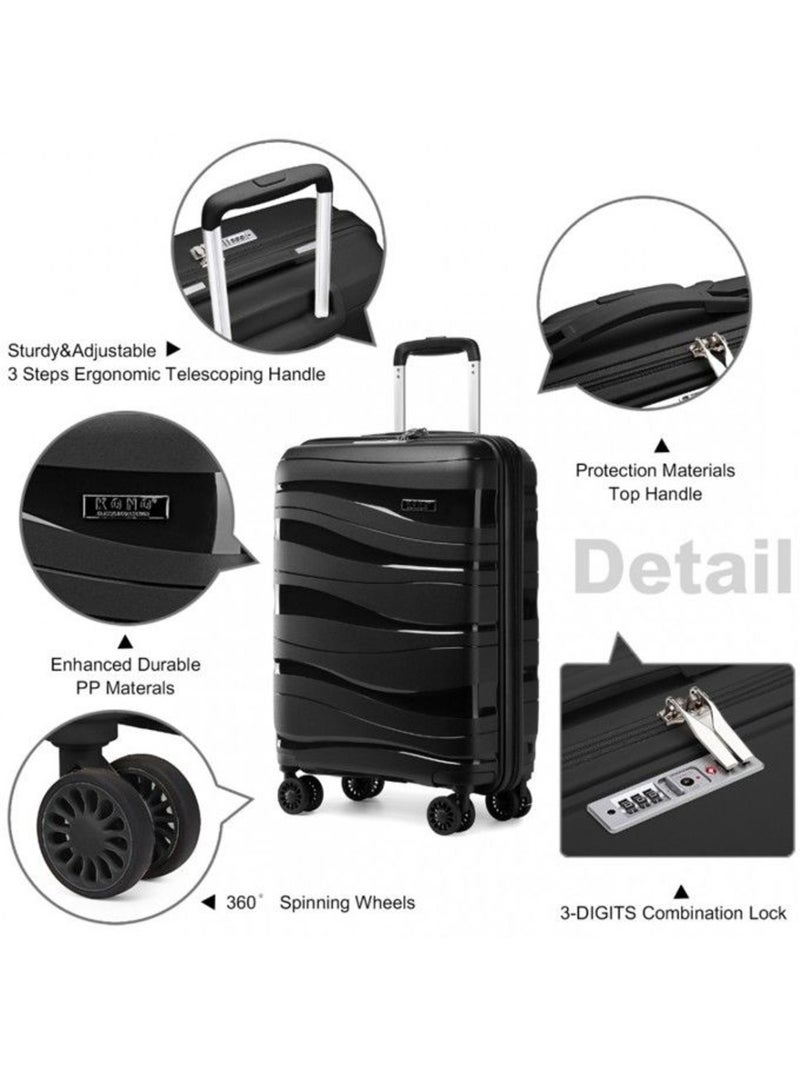 Valise cabine - 66x46x26 cm polypropylène 4 roulettes serrure tsa - kono Noir - Kiabi
