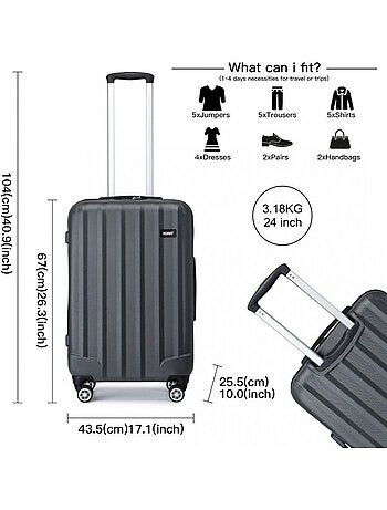 Valise cabine - 67x43.5x25.5 cm abs 4 roulettes - kono