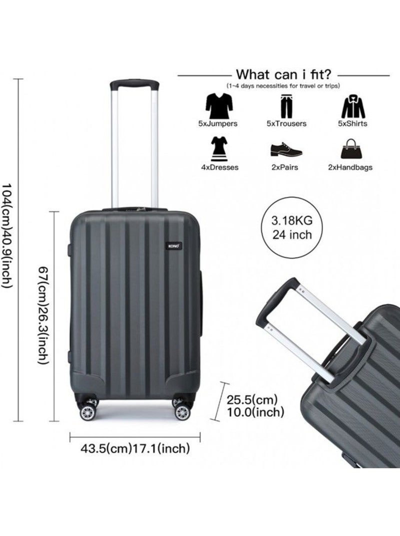 Valise cabine - 67x43.5x25.5 cm abs 4 roulettes - kono Gris - Kiabi