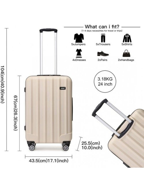 Valise cabine - 67x43,5x25,5 cm, rigide abs, 4 roues 360°, serrure à code - kono - Kiabi Valise cabine - 67x43,5x25,5 cm, rigide abs, 4 roues 360°, serrure à code - kono - Kiabi