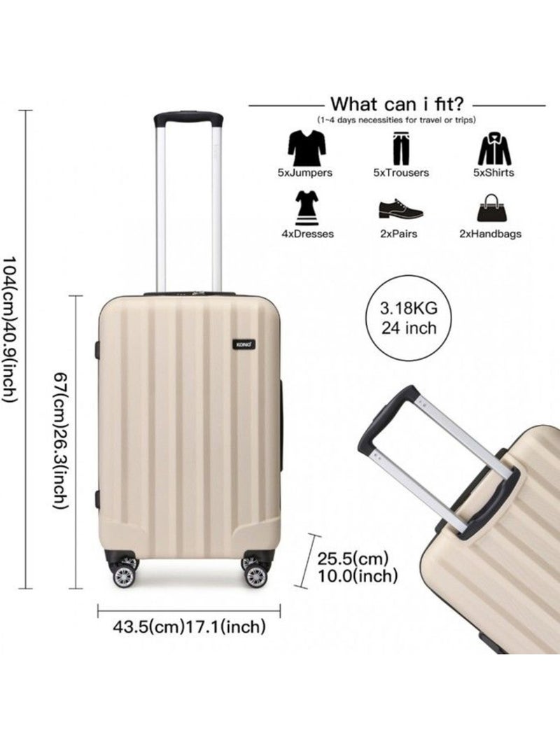 Valise cabine - 67x43,5x25,5 cm, rigide abs, 4 roues 360°, serrure à code - kono Beige - Kiabi