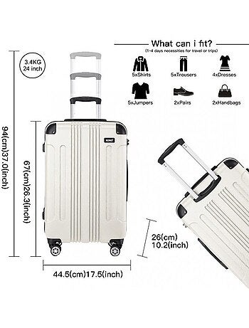 Valise cabine - 67x44.5x26 cm abs 4 roulettes - kono