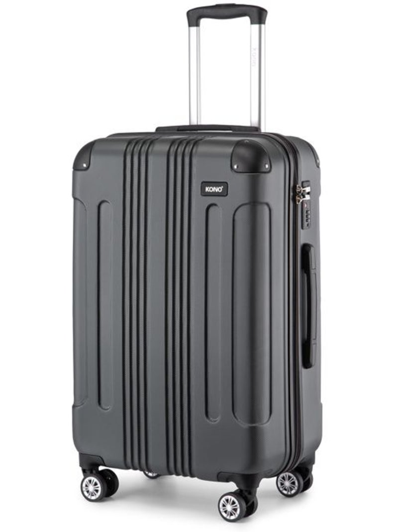 Valise cabine - 67×44.5×26 cm, rigide abs, 4 roues 360° - kono Gris - Kiabi