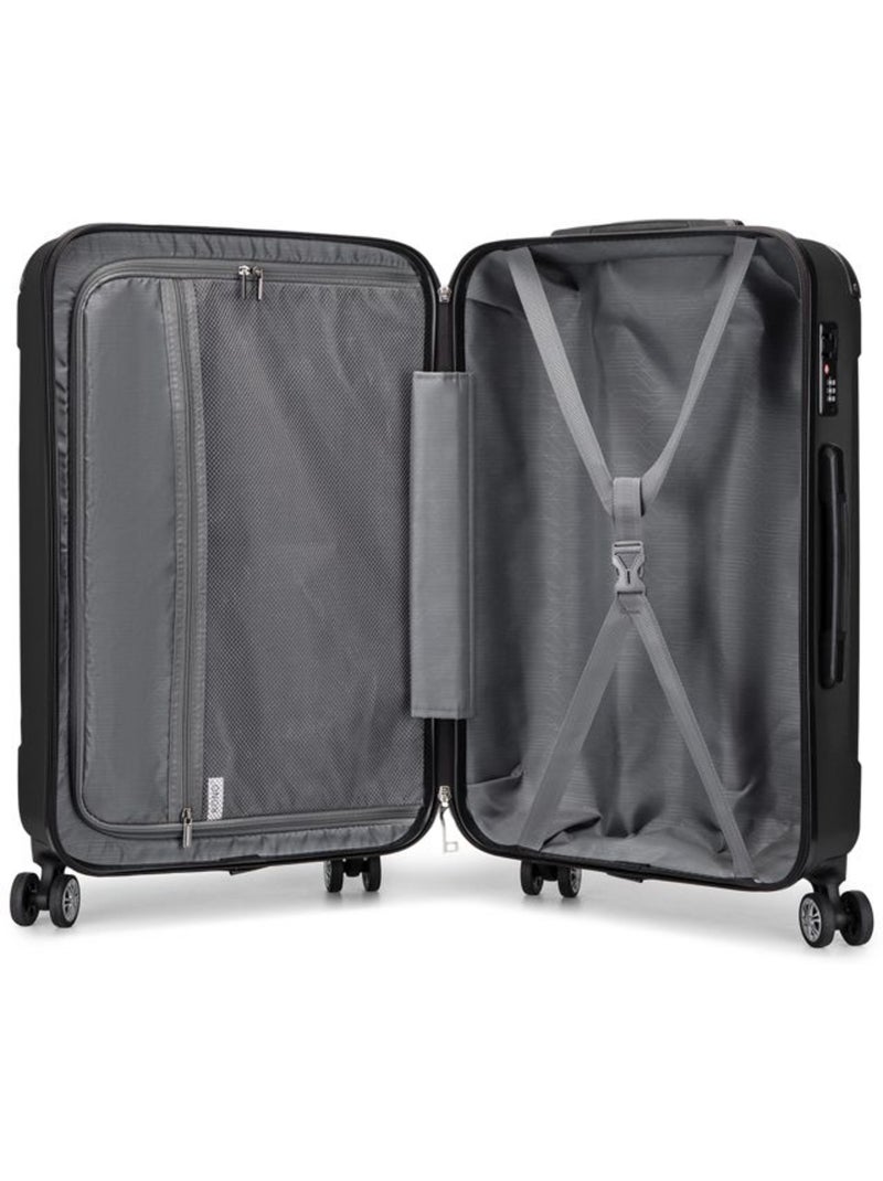 Valise cabine - 67×44.5×26 cm, rigide abs, 4 roues 360° - kono Noir - Kiabi