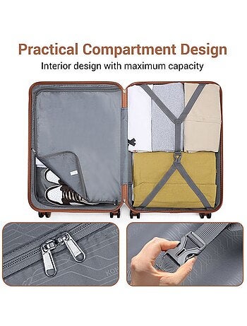 Valise cabine - 75x30x48 cm abs 100 l tsa - kono