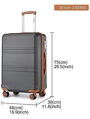 Valise cabine - 75x48x30 cm abs 4 roulettes serrure tsa - kono