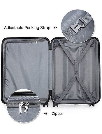 Valise cabine - 75x48x30 cm abs 4 roulettes serrure tsa - kono